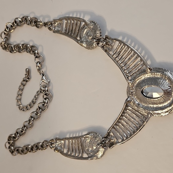 Silvertone with Large & Small Rhinestones on 18" Long Necklace - Picture 5 of 6